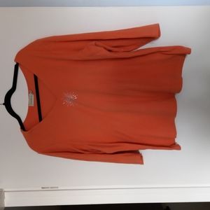 Laura Plus 1X orange top with a bit of bling